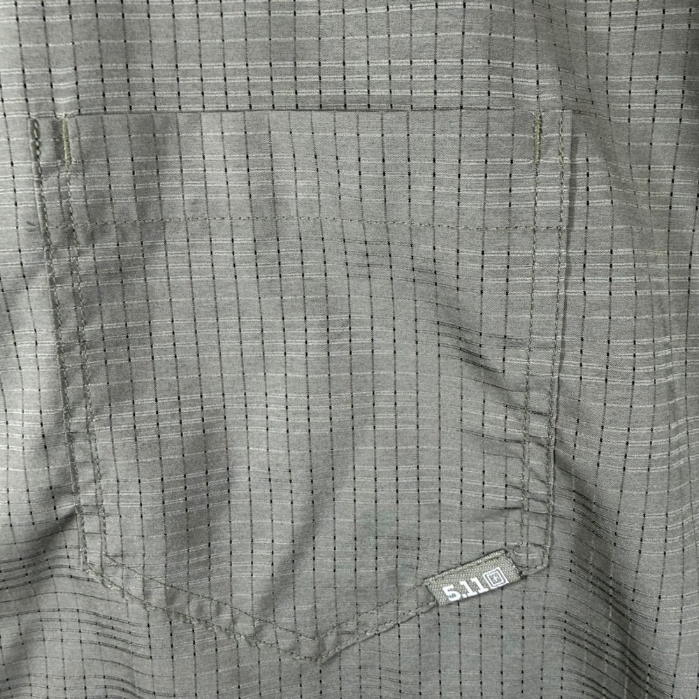 5.11 Tactical Mens 2XL Olive Green Grid Ripstop Short Sleeve Button Down Shirt - Picture 7 of 13